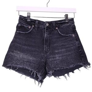 Abercrombie and Fitch 90s Relaxed Cut Off Shorts High Rise Black Grunge 26